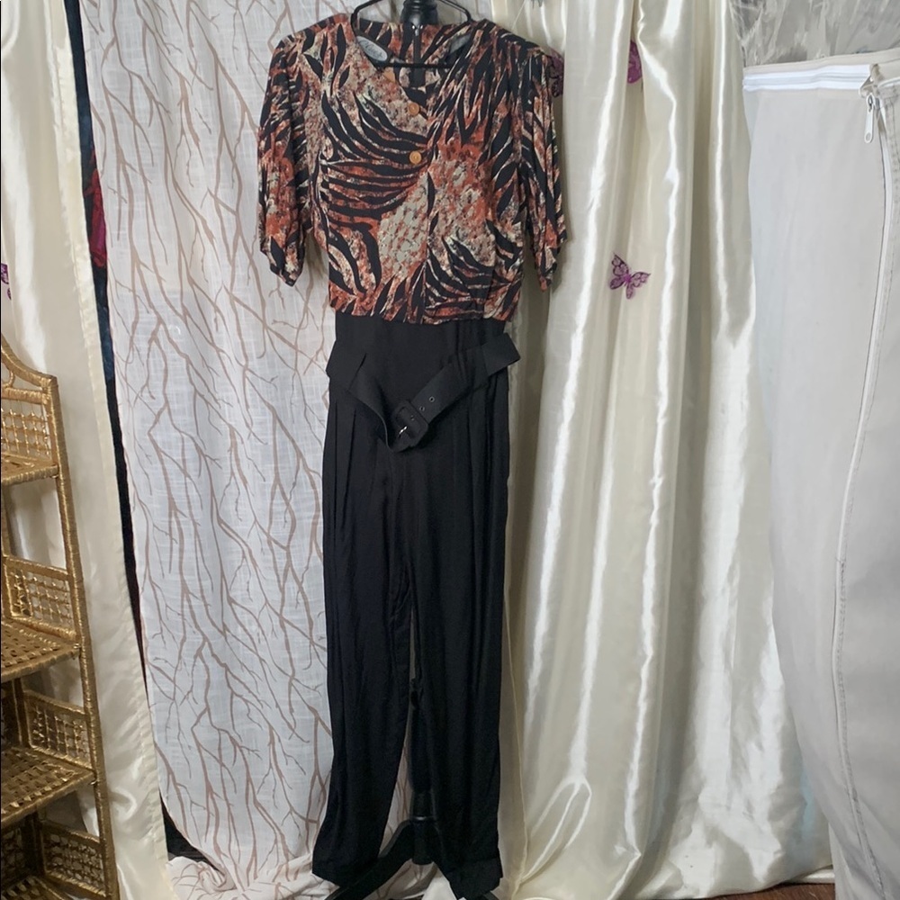 Vintage Black and Brown Women's Jumpsuit